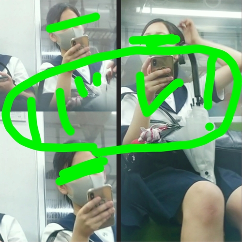 この人、覗◯てる！股◯ぱっくり学生...