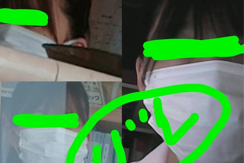 盗◯ばれ睨みナースさん、ブラ透け~...